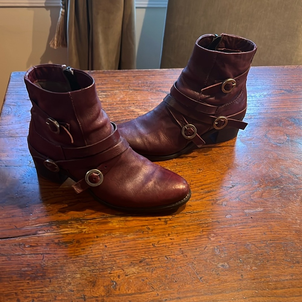 Burgundy booties